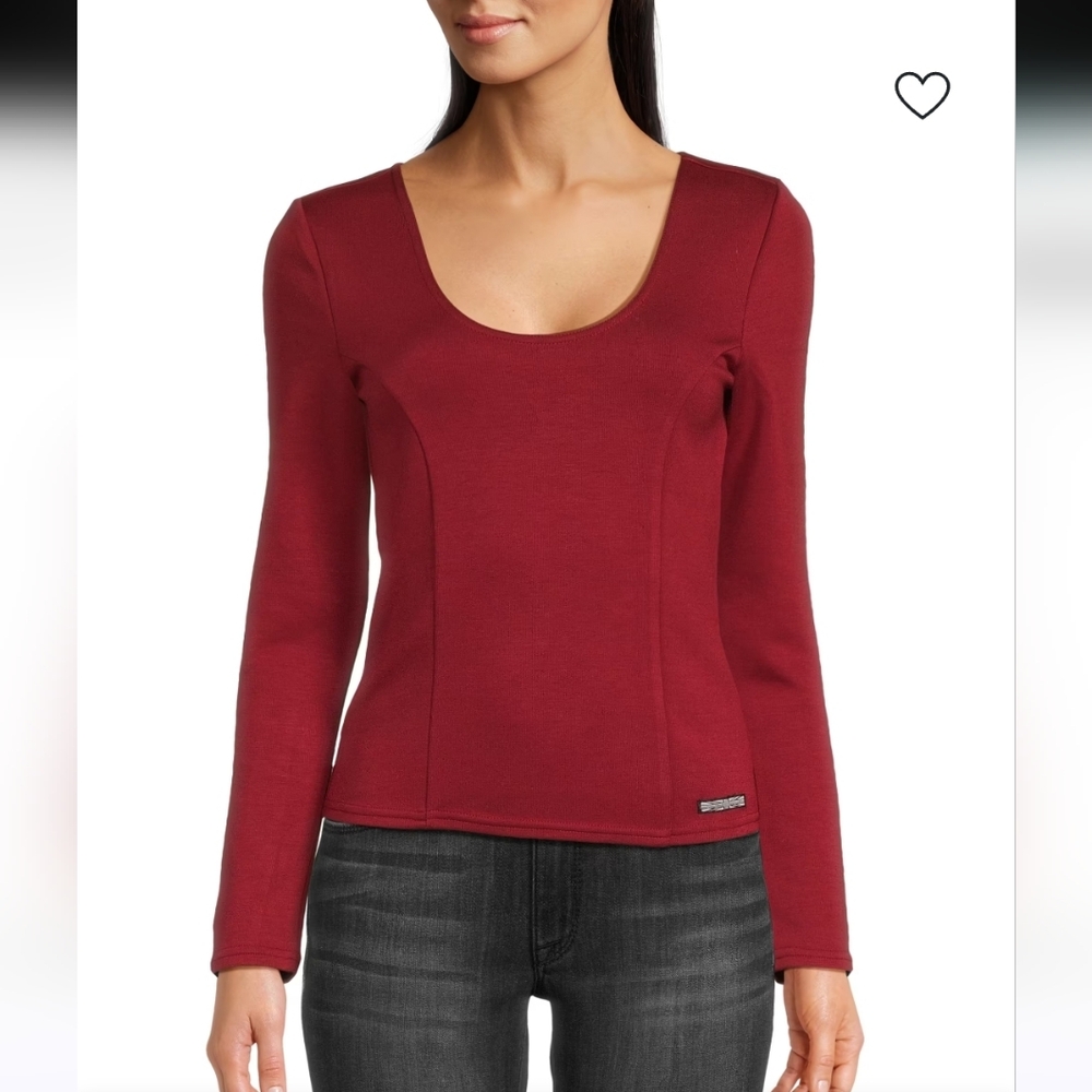 Hudson Jeans Solid Scoopneck Top Red Size Meduim